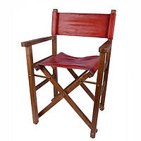 Складаний вінтажний стілець ручної роботи Pratesi з натуральної шкіри/дерева bcl183, Червоний