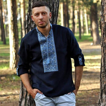 Вишиванка чоловіча на льоні з пат-манжетом Андрій