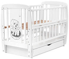 Ліжко Babyroom Песик DSMYO-3 маятник, ящик, відкидний бік бук білий