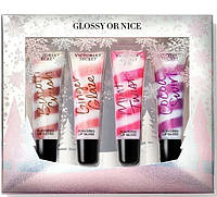 Подарочный набор блесков для губ 4шт Victoria`s Secret Glossy Or Nice Flavored Lip Gloss