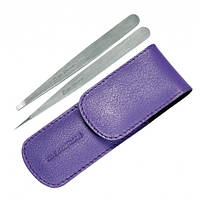 Набор пинцетов для бровей Tweezerman Petite Tweeze Set with Purple Case Set (3 предмета)