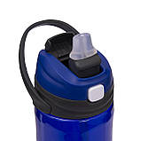 Пляшка спортивна пластикова для води з поїльником на кнопці 750 мл друк логотипу Синій, фото 3