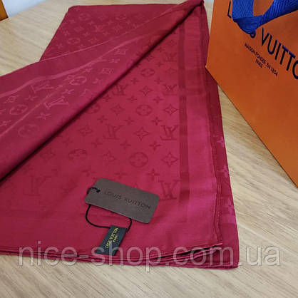 Хустка Louis Vuitton шовкова, кольору бордо, рубін, фото 5