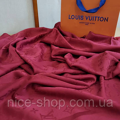 Хустка Louis Vuitton шовкова, кольору бордо, рубін, фото 3