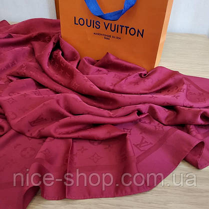 Хустка Louis Vuitton шовкова, кольору бордо, рубін, фото 4