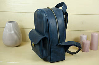 Жіночий шкіряний рюкзак Стамбул, натуральна Вінтажна шкіра колір Синій, фото 2