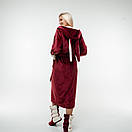 Жіночий махровий халат з капюшоном на запах з вушками+ махрові чобітки. Колір бордо + молочний, фото 8