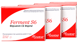 Харчова добавка FERMENT S6 для профілактики та лікування діабету II типу Форте