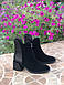 Шкіряні ботильйони черевики замшеві жіночі натуральні класичні на зручному середньому каблуці гарні чорні 40 розмір M.KraFVT 5065, фото 3