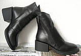 Valentino шик! Шкіряні жіночі чоботи зимові черевики на змійці з невеликим каблуком, фото 6
