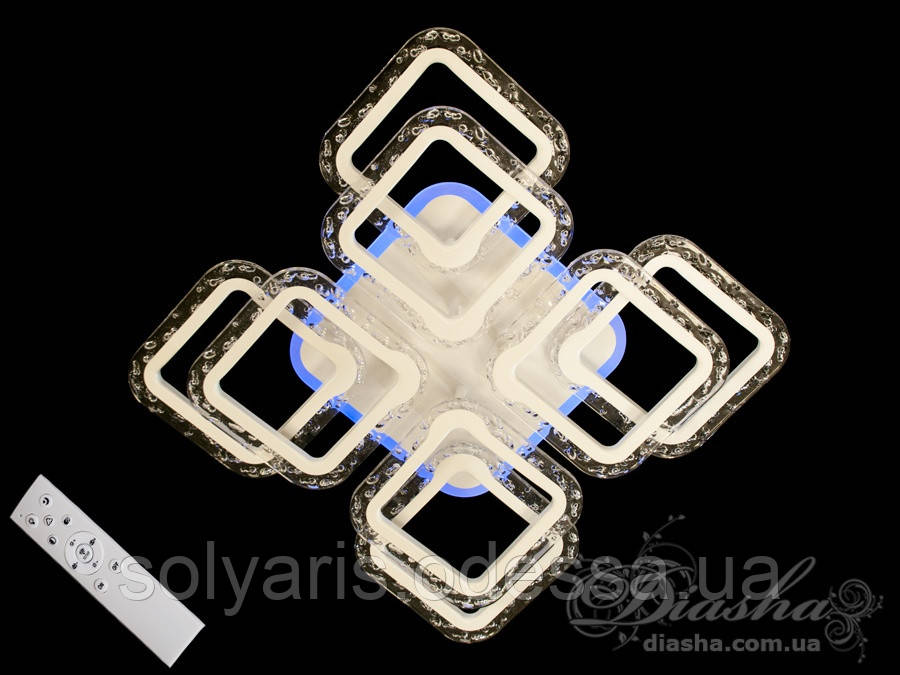 Стельова світлодіодна люстра з діммером 100W QX2517/4+4XS LED 3color dimmer коричнева,,сіра