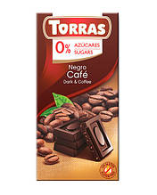 Шоколад чорний без цукру, без глютену TORRAS з кавою 52%, 75 г