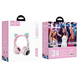 Гарнітура bluetooth hoco. W27 Cat Ear Wireless Headphones Pink, фото 7