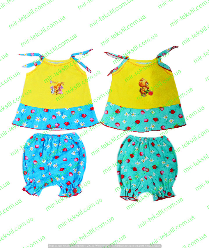 Літній комплект для дівчинки, трикотажний ясальний костюм для новонароджених