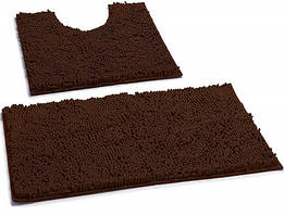 Набір килимків із мікрофібри для ванної та туалету темно-коричневий