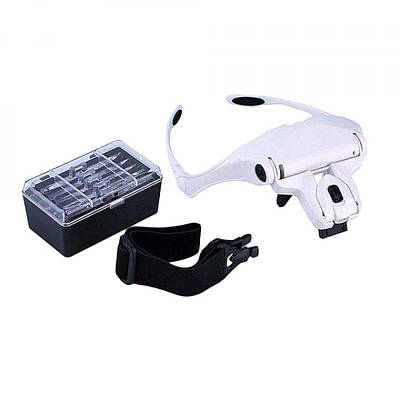 Налобна бінокулярна лупа (3*ААА, 5 лінз, LED-підсвітка)