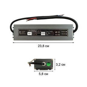 Блок живлення BIOM Professional DC12 200W WBP-200 16,6А герметичний (IP67) для LED стрічки, фото 3