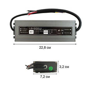 Блок живлення BIOM Professional DC12 300W WBP-300 25А герметичний (IP67) для LED стрічки, фото 3