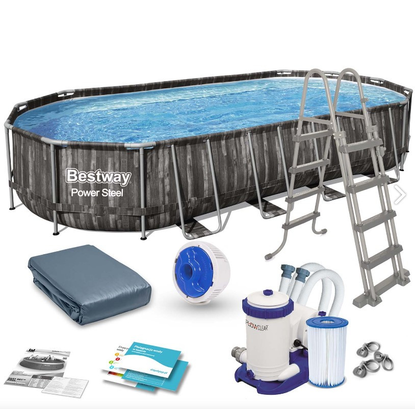 Басейн Bestway 5611T каркасний 732 х 366 х 122 см, ф-р насос, 9463 л/год, сходи, тент