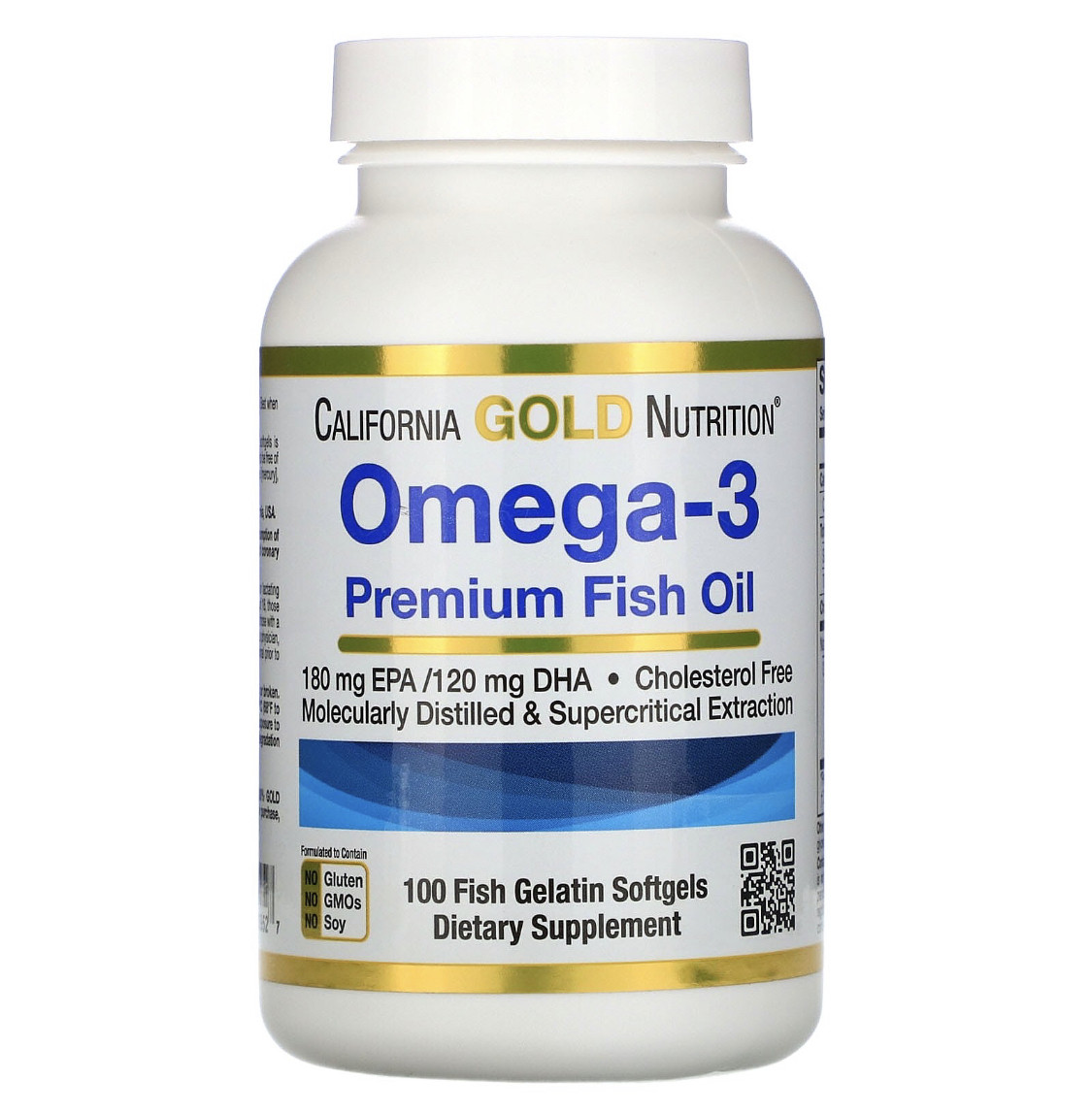 Риб'ячий жир Omega-3 преміальної якості California Gold Nutrition 100 капсул