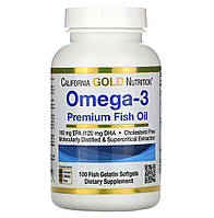 Риб'ячий жир Omega-3 преміальної якості California Gold Nutrition 100 капсул