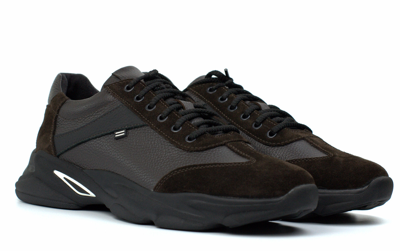 Кросівки чоловічі шкіряні коричневі нубук вставки взуття великих розмірів Rosso Avangard DolGa Brown Floto BS, фото 1