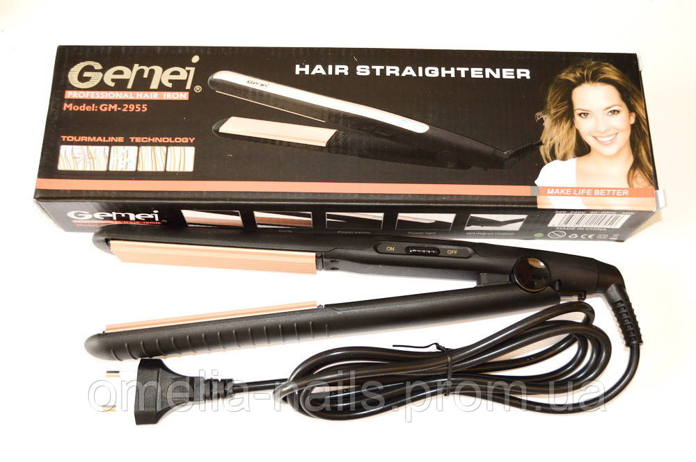 Плойка для гофре волос Gemei GM 2955 (расческа для укладки волос, воздушный стайлер, гофре, утюжок) ON - фото 6 - id-p1370946976