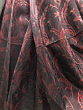 Штори, портьєри турецькі червоні з темно-коричневим жаккард з органзою, фото 3