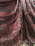 Штори, портьєри турецькі червоні з темно-коричневим жаккард з органзою, фото 2