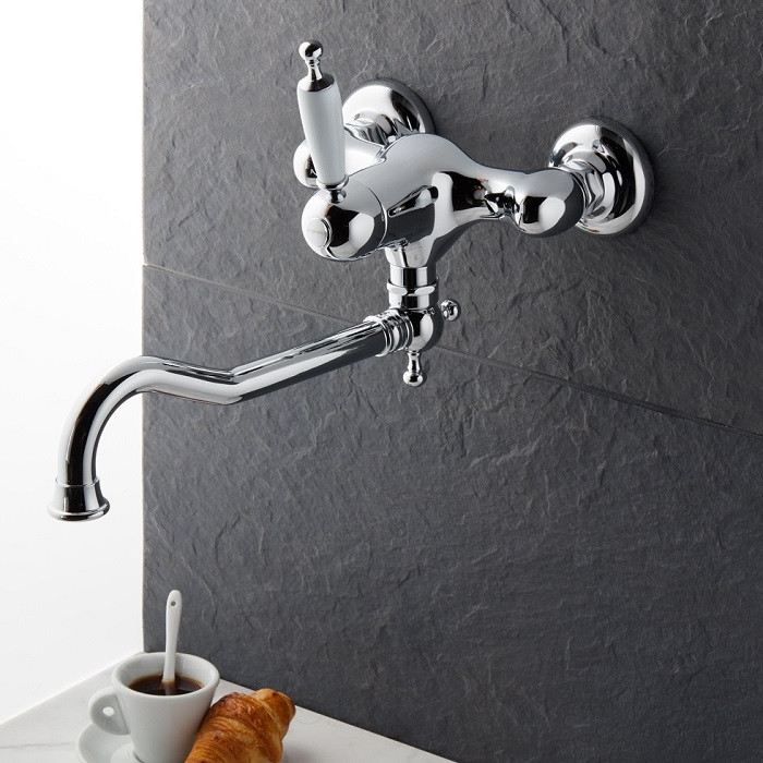 Настенный смеситель для кухни в ретро стиле Bugnatese Oxford 6340 хром ...