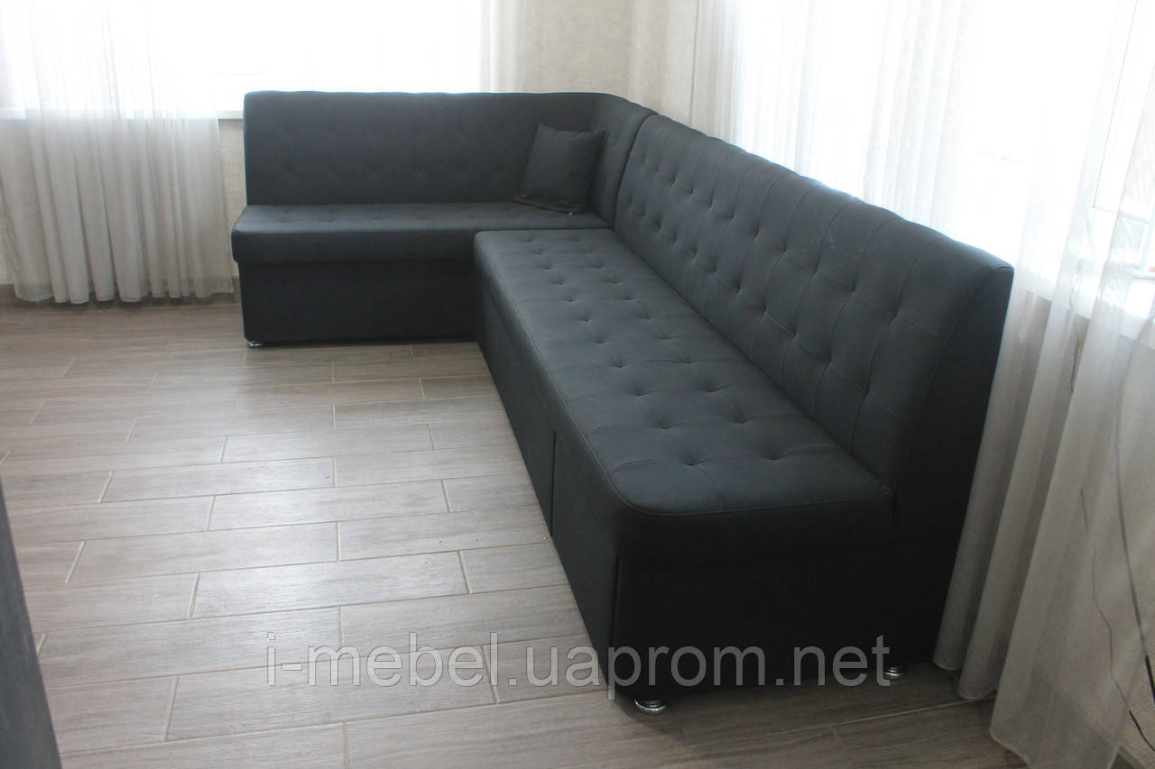 Кухонный угловой диван со спальным местом и ящиками (Тёмно-серый) - фото 1 - id-p1370961656