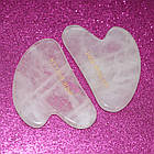 Шкребок гуаша JADE ROLLER форма Серце із натурального Рожевого кварцу, фото 3