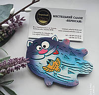 Панно – керамическая картина-магнит Кот и птица