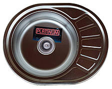 Кухонна мийка Platinum 5745 (570х450) овальна, ліва/права з нержавіючої сталі