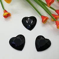 Серединка клеевой камень. Сердце. 2 см. 1 шт. Цвет черный.