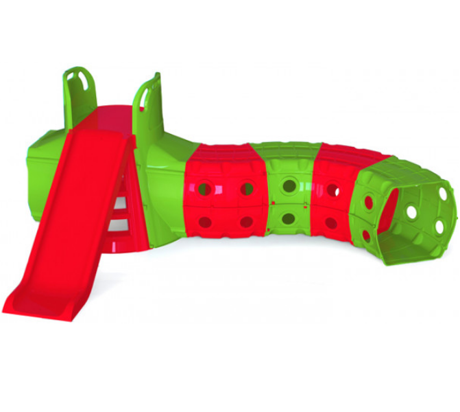 Гірка дитяча Doloni Toys з тунелем червоно-зелена 01470/3