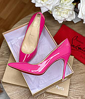 Женские розовые малиновые кожаные туфли - лодочки Louboutin So Kate 10 cm Dark Pink лабутены