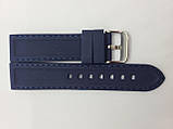 Темно-синій силіконовий ремінець для годинника прошитий синьою рядком 22 розмір, фото 2