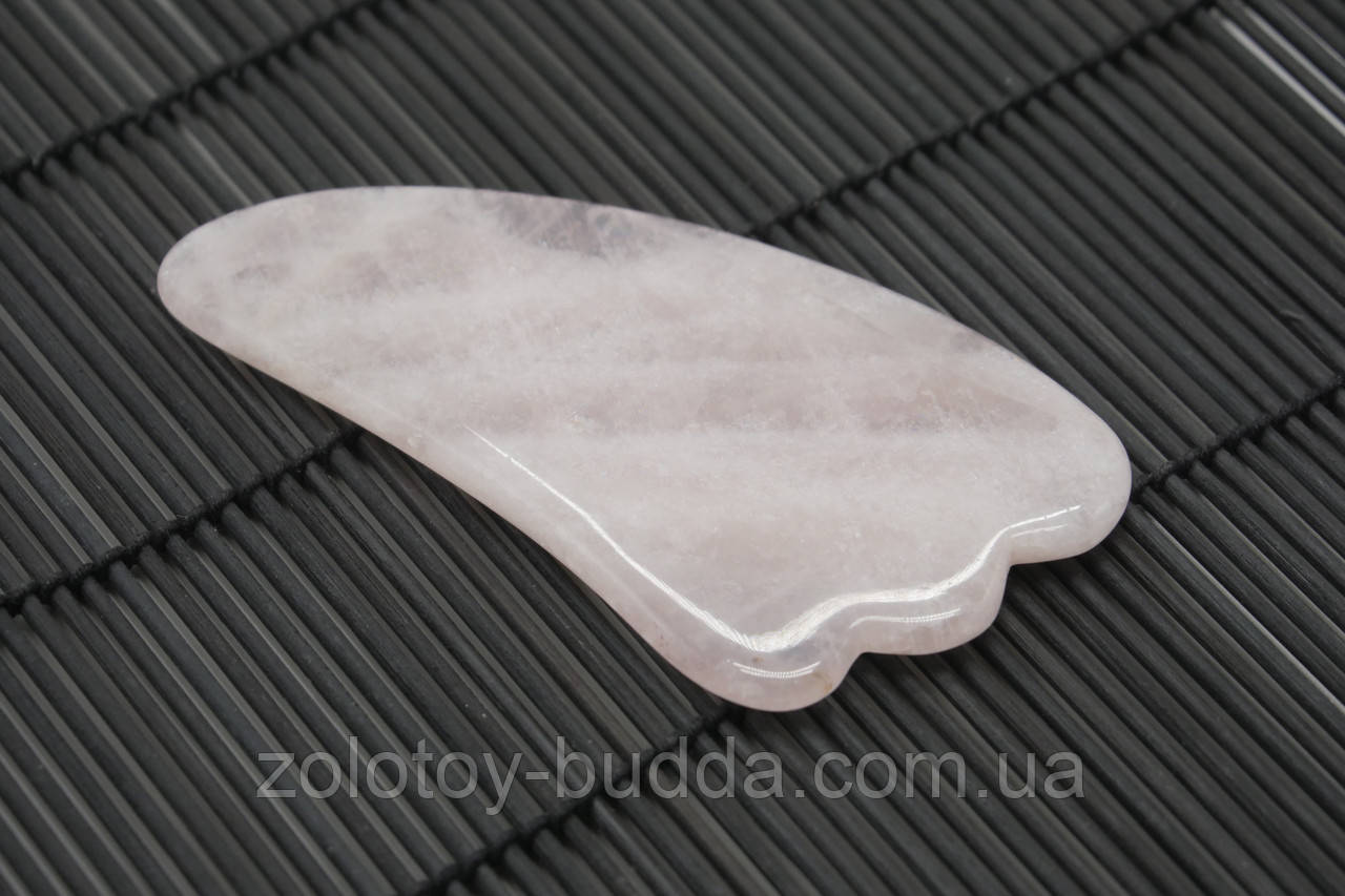 Скребок Гуаша рожевий кварц 3-х палий, фото 1