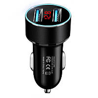 Автомобільний зарядний пристрій 3 в 1 (амперметр вольтраметр) 12-24 V 3.1 А на 2 входи USB з LED екраном дисплеєм