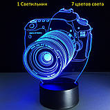 3D Світильник, "Фотоапарат", Найкращий подарунок папі, Подарунок брату ідеї, цікавий подарунок на день народження, фото 3