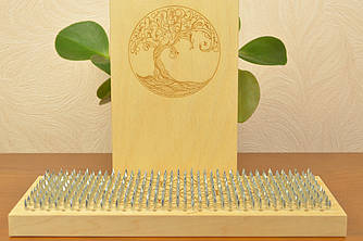 Дошка Садху (йоги) з оцинкованими цвяхами для початківців "Дерево життя" для початківців з кроком 1 см