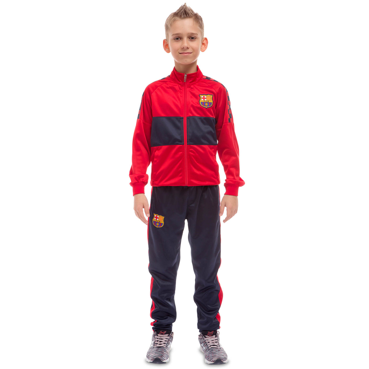 Костюм спортивний дитячий Zelart Dress Barcelona Барселона LD-6130K-BS зріст 145-155 см (32) Red-Black