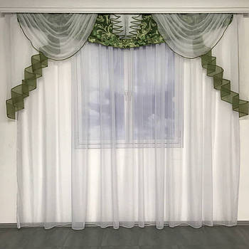 Ламбрекени в кімнату, ламбрекени на маленькі вікна, ламбрекени в залу Зелений (L-308-15)