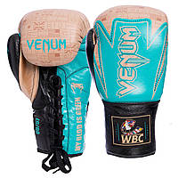 Перчатки для бокса и единоборств кожаные Venum Hammer Pro Champ VL-2021 Brown-Blue-Black 14 унций