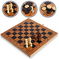 Настольная игра 3 в1 шахматы, нарды, шашки деревянные Zelart Chess Set 4034 (39x39 см)