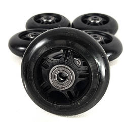 Комплект коліс 76мм (8шт.) для роликових ковзанів з підшипником чорні колеса для роликів