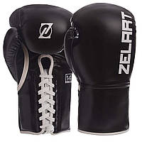 Перчатки для бокса и единоборств на шнуровке ZELART Champ BO-1348 Black-White 10 унций