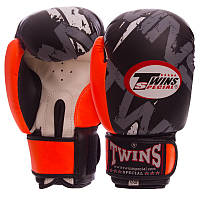 Перчатки для бокса и единоборств на липучке TWINS Champ TW-2206 Black-Orange-White 4 унций