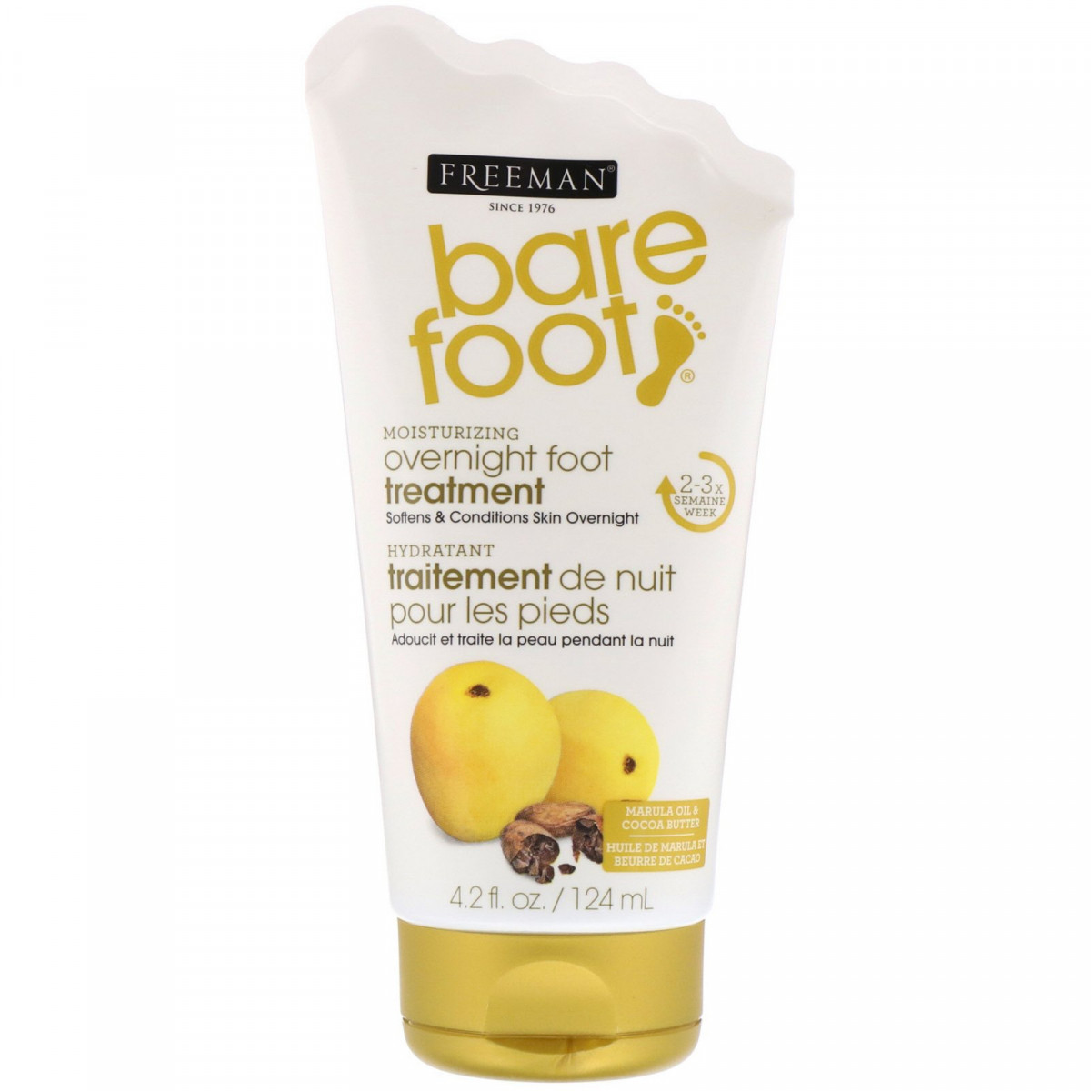Bare Foot, нічний зволожуючий засіб догляду за ногами, масла марули і какао, Freeman Beauty, 4,2 р унц (124